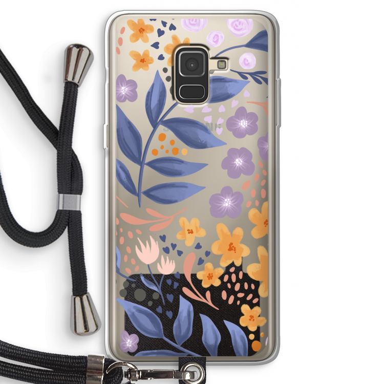 Flowers with blue leaves: Samsung Galaxy A8 (2018) Transparant Hoesje met koord