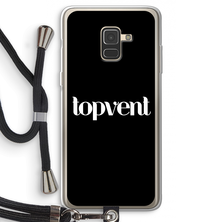 Topvent Zwart: Samsung Galaxy A8 (2018) Transparant Hoesje met koord