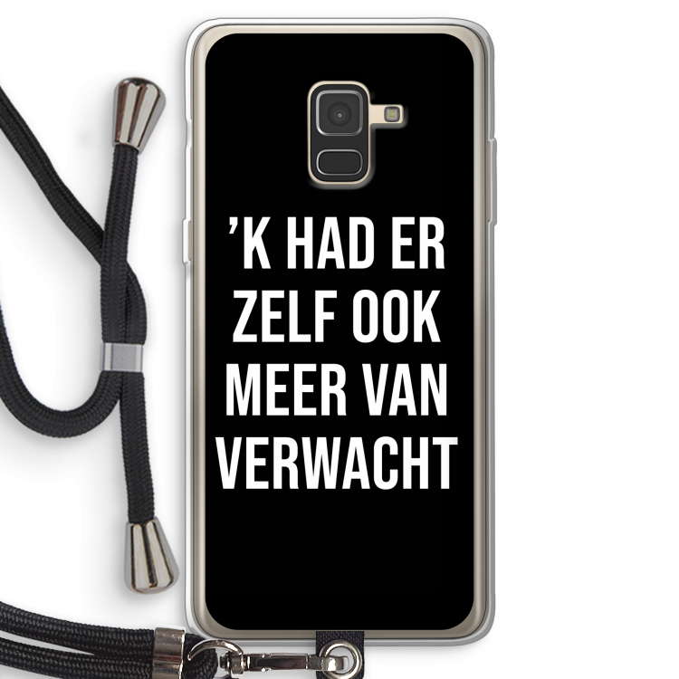 Meer verwacht - Zwart: Samsung Galaxy A8 (2018) Transparant Hoesje met koord
