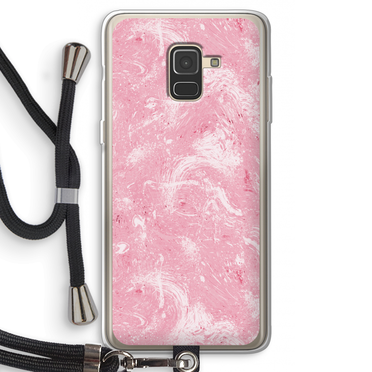 Abstract Painting Pink: Samsung Galaxy A8 (2018) Transparant Hoesje met koord