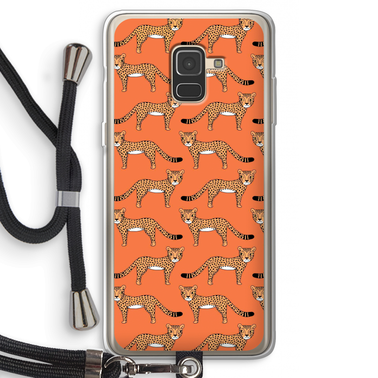 Cheetah: Samsung Galaxy A8 (2018) Transparant Hoesje met koord