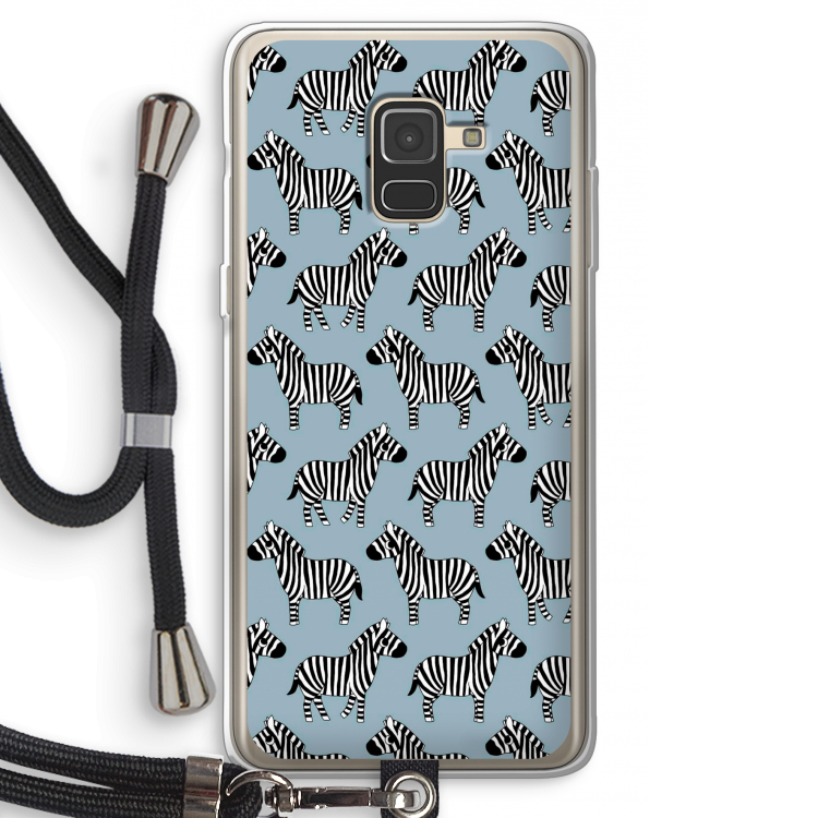 Zebra: Samsung Galaxy A8 (2018) Transparant Hoesje met koord