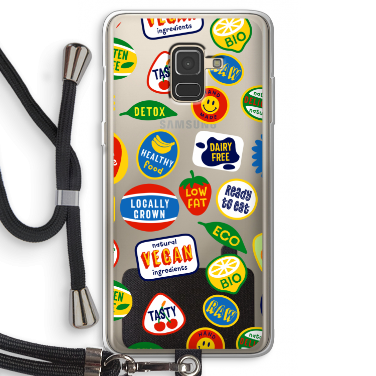 Fruitsticker: Samsung Galaxy A8 (2018) Transparant Hoesje met koord