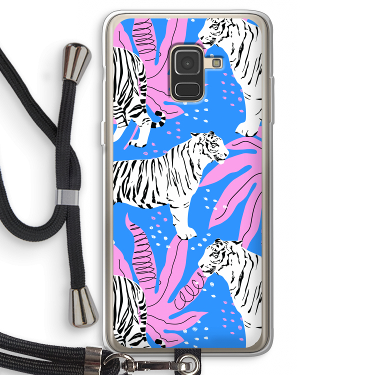 Tijger: Samsung Galaxy A8 (2018) Transparant Hoesje met koord