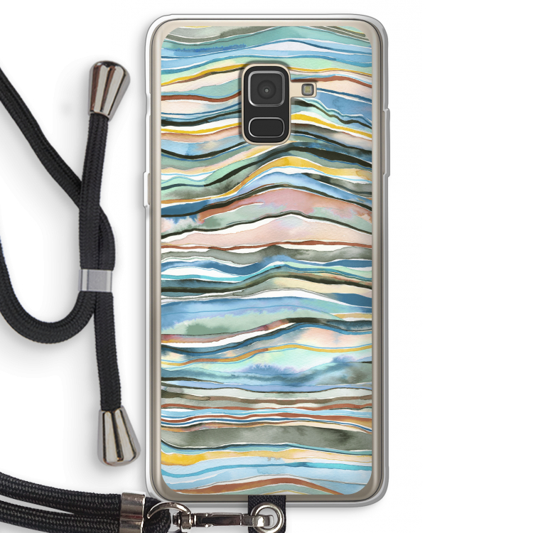 Watercolor Agate: Samsung Galaxy A8 (2018) Transparant Hoesje met koord