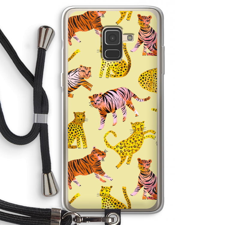 Cute Tigers and Leopards: Samsung Galaxy A8 (2018) Transparant Hoesje met koord