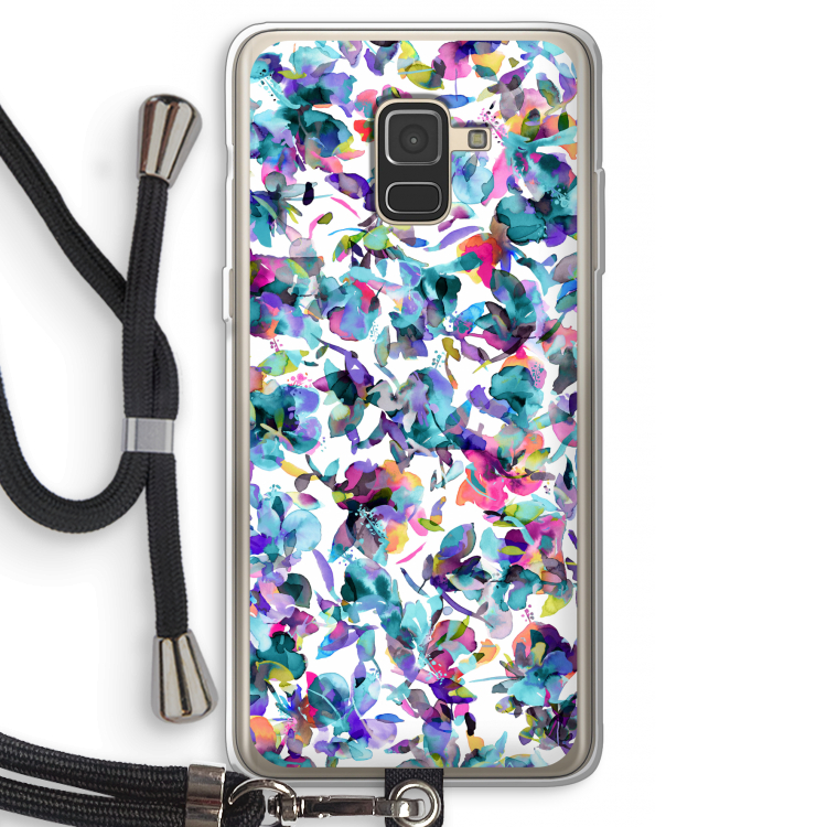 Hibiscus Flowers: Samsung Galaxy A8 (2018) Transparant Hoesje met koord