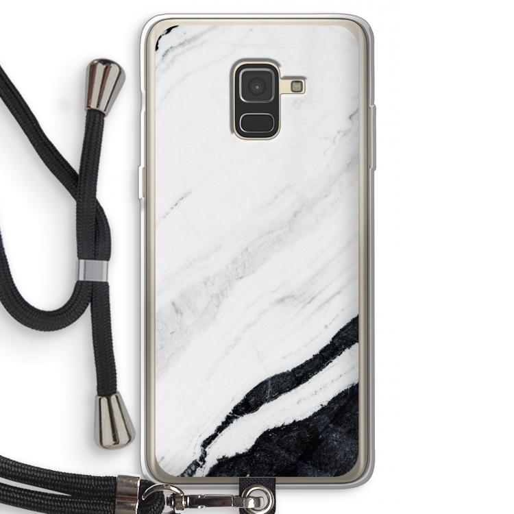 Elegante marmer: Samsung Galaxy A8 (2018) Transparant Hoesje met koord