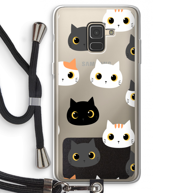 Katten: Samsung Galaxy A8 (2018) Transparant Hoesje met koord