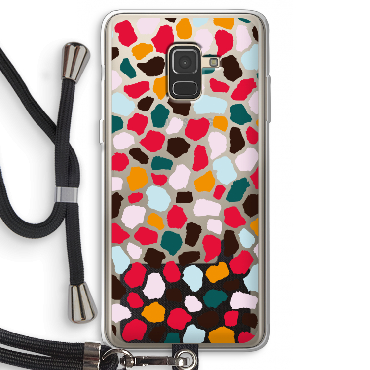 Colored Giraffe: Samsung Galaxy A8 (2018) Transparant Hoesje met koord
