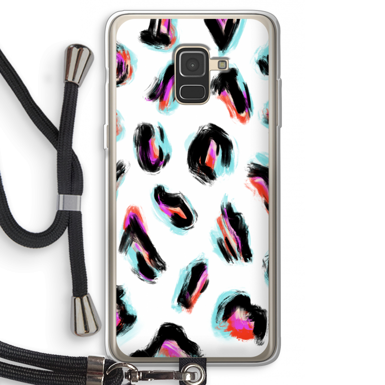 Cheetah color: Samsung Galaxy A8 (2018) Transparant Hoesje met koord