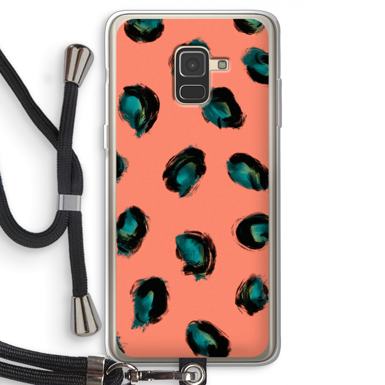 Pink Cheetah: Samsung Galaxy A8 (2018) Transparant Hoesje met koord
