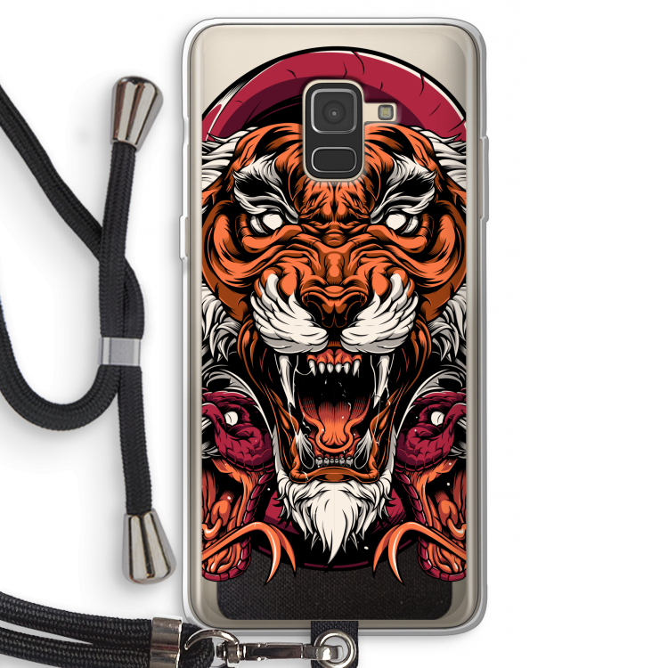 Tiger and Rattlesnakes: Samsung Galaxy A8 (2018) Transparant Hoesje met koord