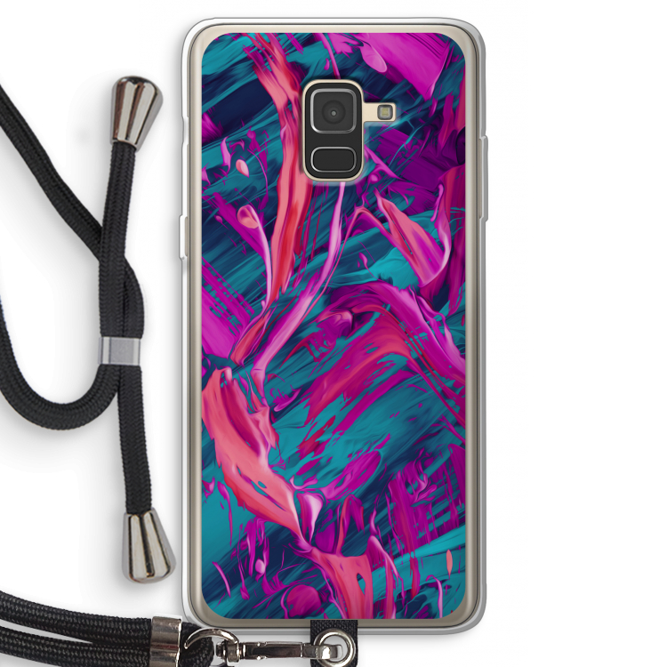 Pink Clouds: Samsung Galaxy A8 (2018) Transparant Hoesje met koord