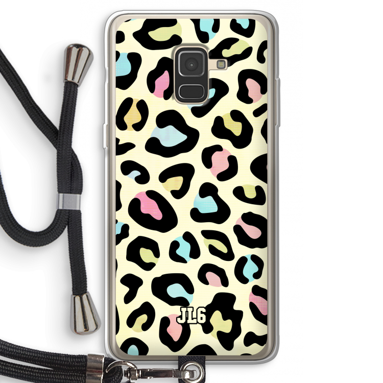 Leopard pattern: Samsung Galaxy A8 (2018) Transparant Hoesje met koord