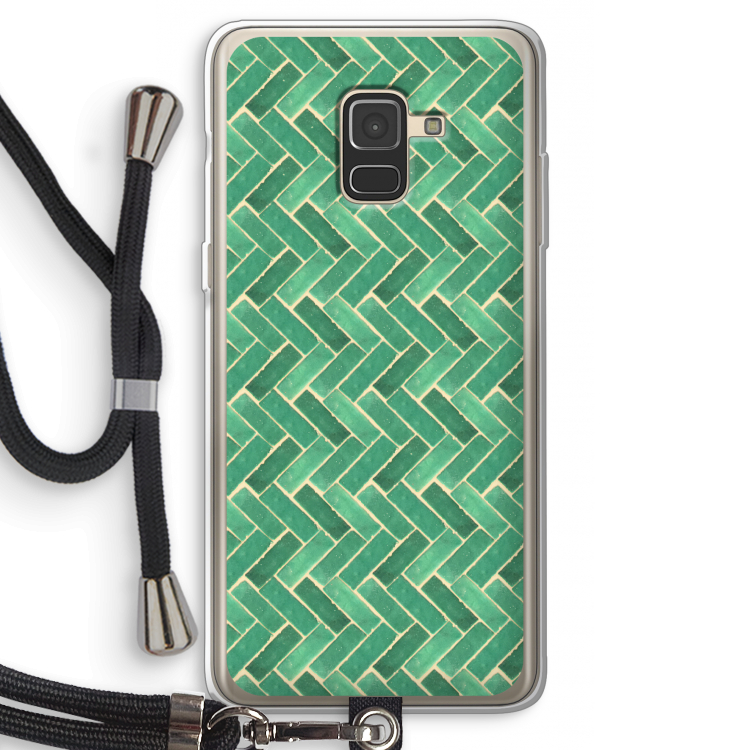 Moroccan tiles 2: Samsung Galaxy A8 (2018) Transparant Hoesje met koord