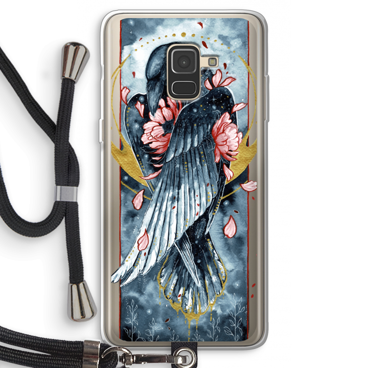 Golden Raven: Samsung Galaxy A8 (2018) Transparant Hoesje met koord