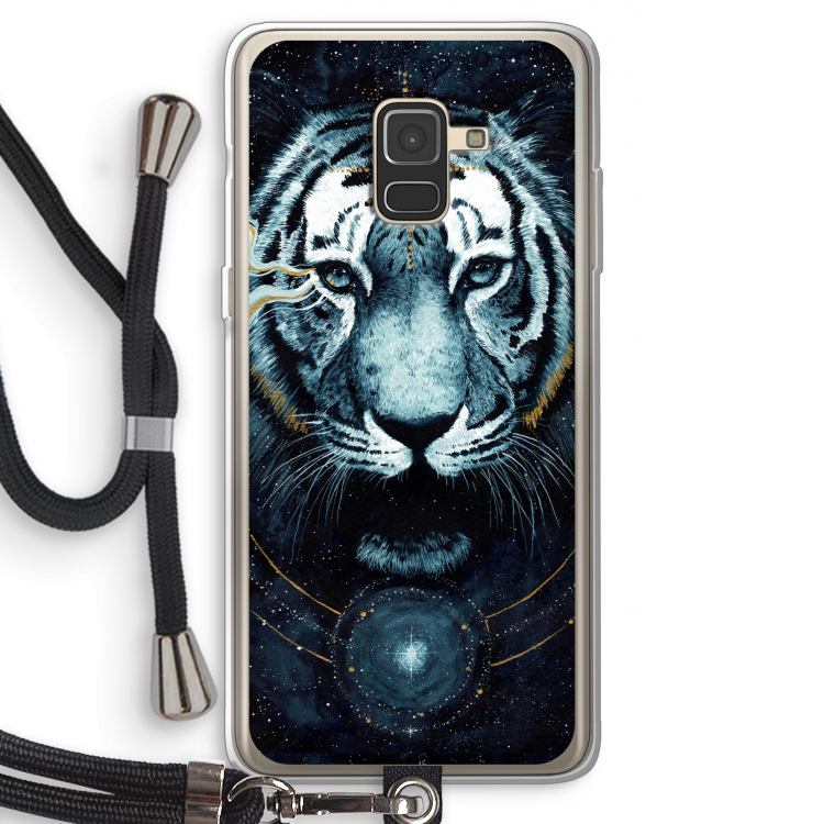 Darkness Tiger: Samsung Galaxy A8 (2018) Transparant Hoesje met koord