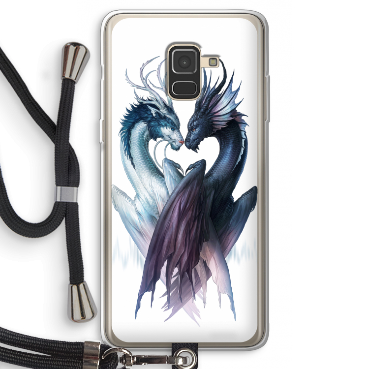 Yin Yang Dragons: Samsung Galaxy A8 (2018) Transparant Hoesje met koord