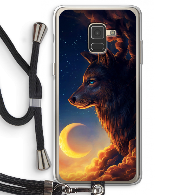 Night Guardian: Samsung Galaxy A8 (2018) Transparant Hoesje met koord