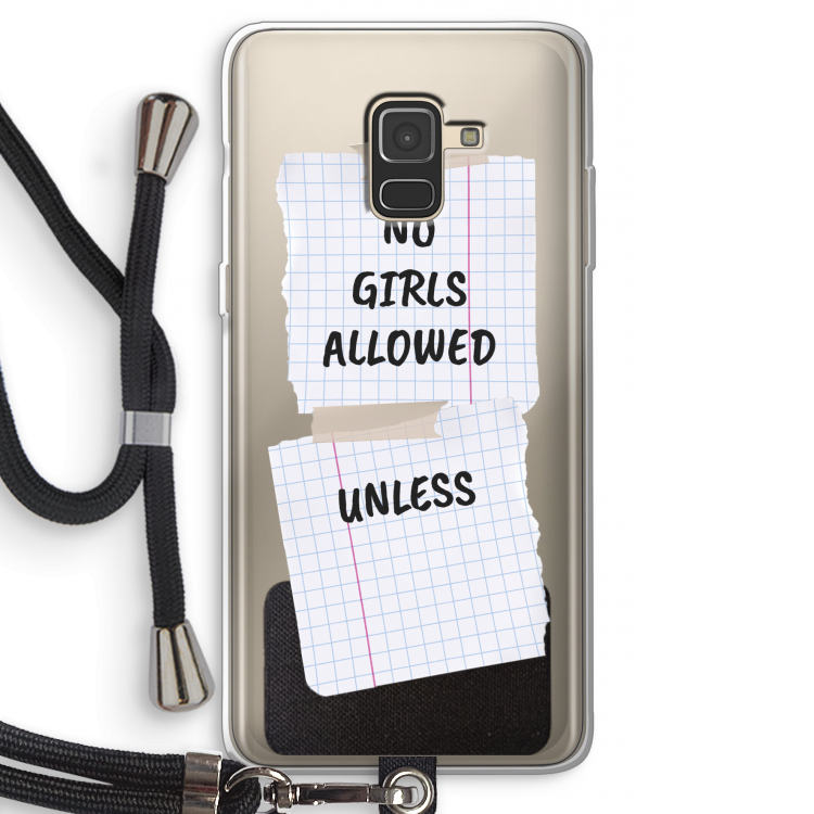 No Girls Allowed Unless: Samsung Galaxy A8 (2018) Transparant Hoesje met koord
