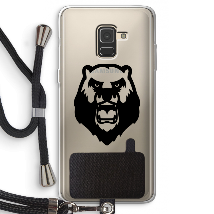 Angry Bear (black): Samsung Galaxy A8 (2018) Transparant Hoesje met koord