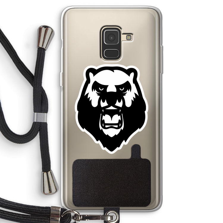Angry Bear (white): Samsung Galaxy A8 (2018) Transparant Hoesje met koord