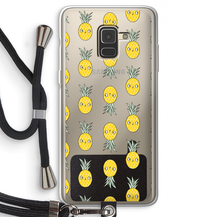 Ananas: Samsung Galaxy A8 (2018) Transparant Hoesje met koord
