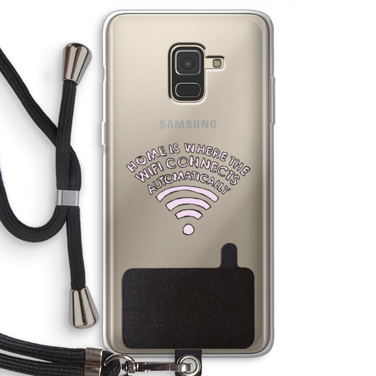 Home Is Where The Wifi Is: Samsung Galaxy A8 (2018) Transparant Hoesje met koord