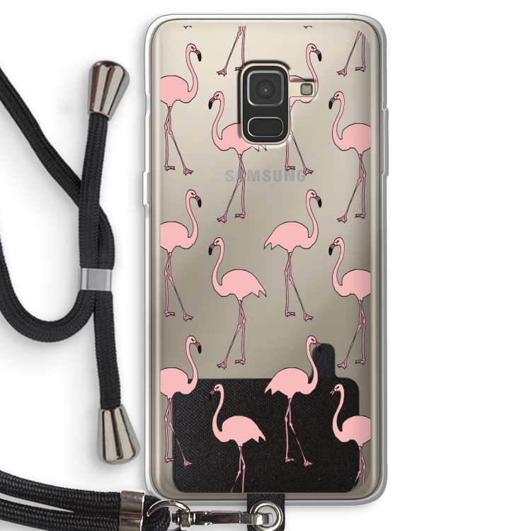 Anything Flamingoes: Samsung Galaxy A8 (2018) Transparant Hoesje met koord