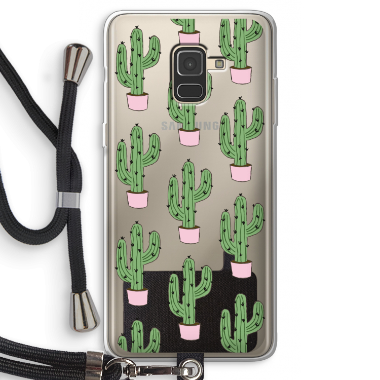 Cactus Lover: Samsung Galaxy A8 (2018) Transparant Hoesje met koord