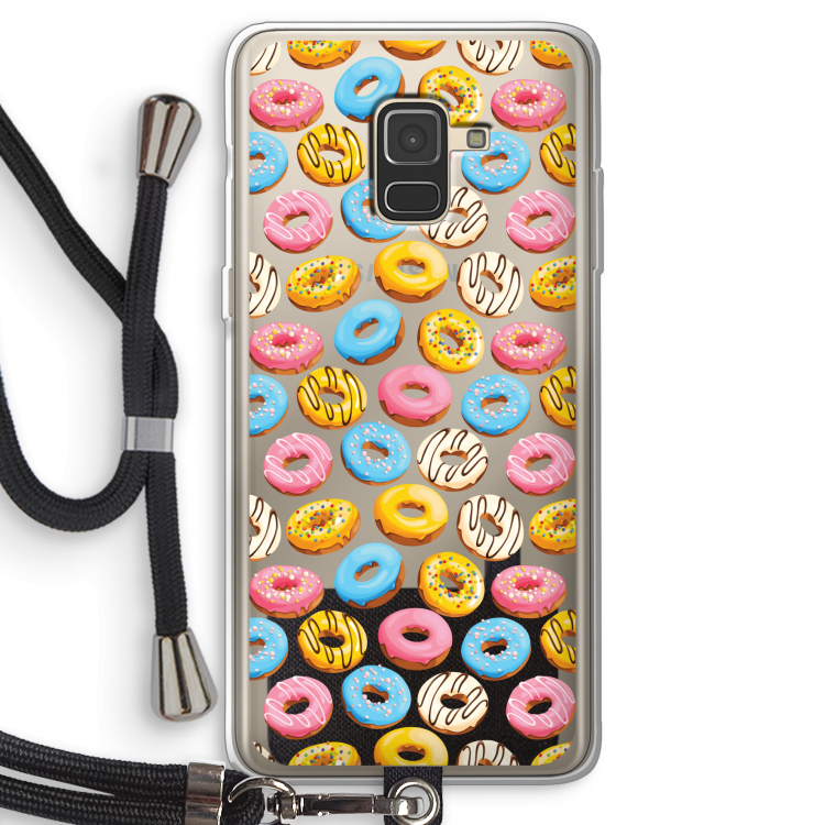 Pink donuts: Samsung Galaxy A8 (2018) Transparant Hoesje met koord