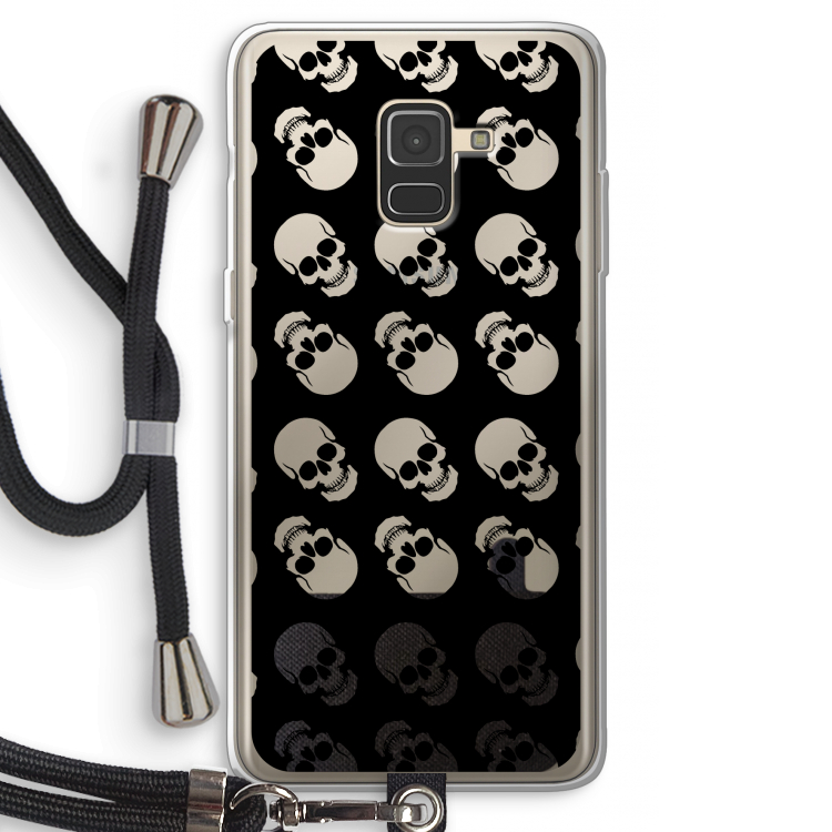 Musketon Skulls: Samsung Galaxy A8 (2018) Transparant Hoesje met koord