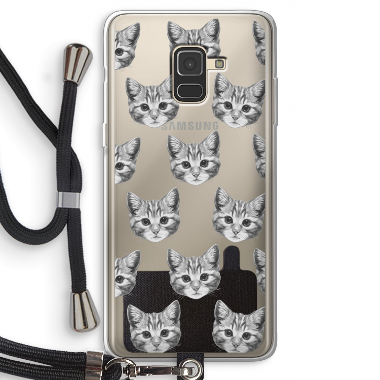 Kitten: Samsung Galaxy A8 (2018) Transparant Hoesje met koord