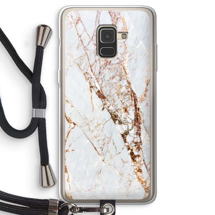 Goud marmer: Samsung Galaxy A8 (2018) Transparant Hoesje met koord