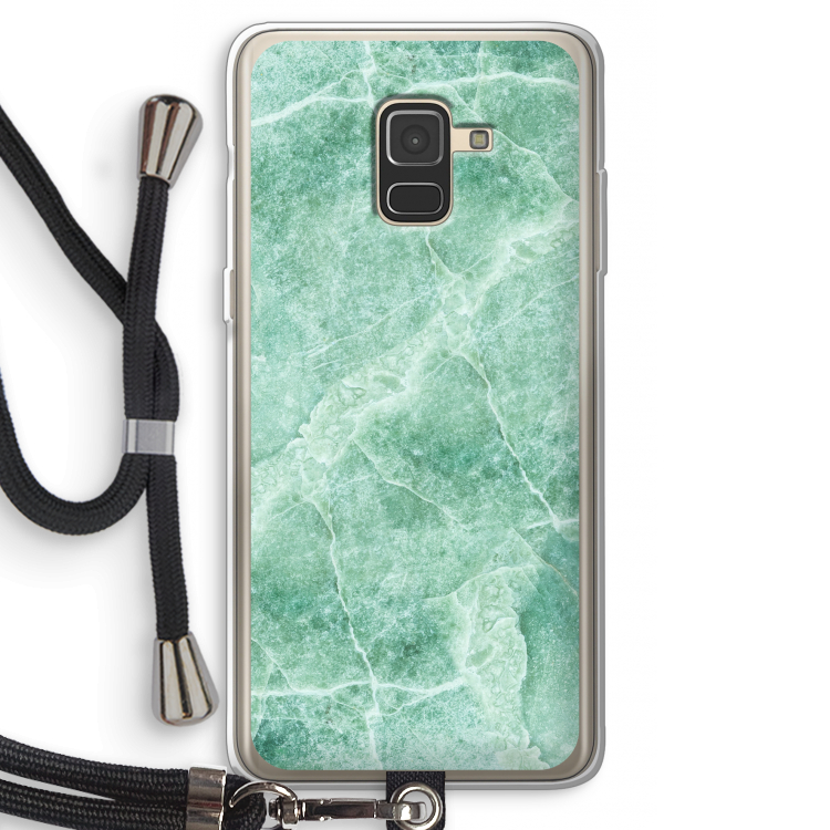 Groen marmer: Samsung Galaxy A8 (2018) Transparant Hoesje met koord