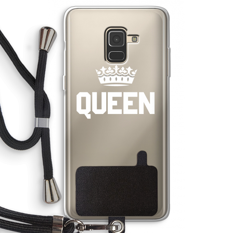 Queen zwart: Samsung Galaxy A8 (2018) Transparant Hoesje met koord