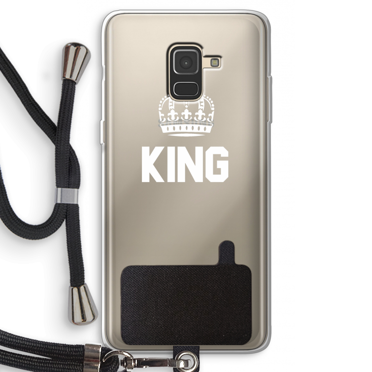 King zwart: Samsung Galaxy A8 (2018) Transparant Hoesje met koord