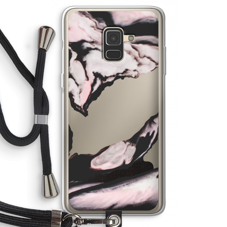 Roze stroom: Samsung Galaxy A8 (2018) Transparant Hoesje met koord