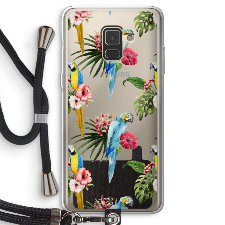 Kleurrijke papegaaien: Samsung Galaxy A8 (2018) Transparant Hoesje met koord