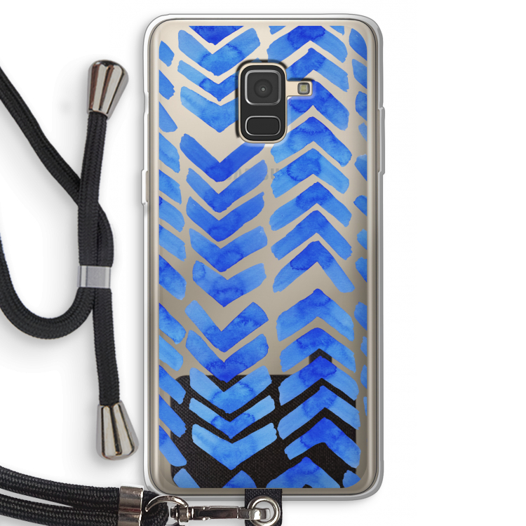 Blauwe pijlen: Samsung Galaxy A8 (2018) Transparant Hoesje met koord