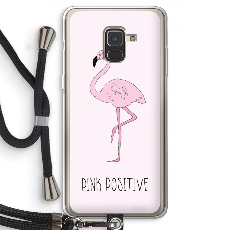 Pink positive: Samsung Galaxy A8 (2018) Transparant Hoesje met koord