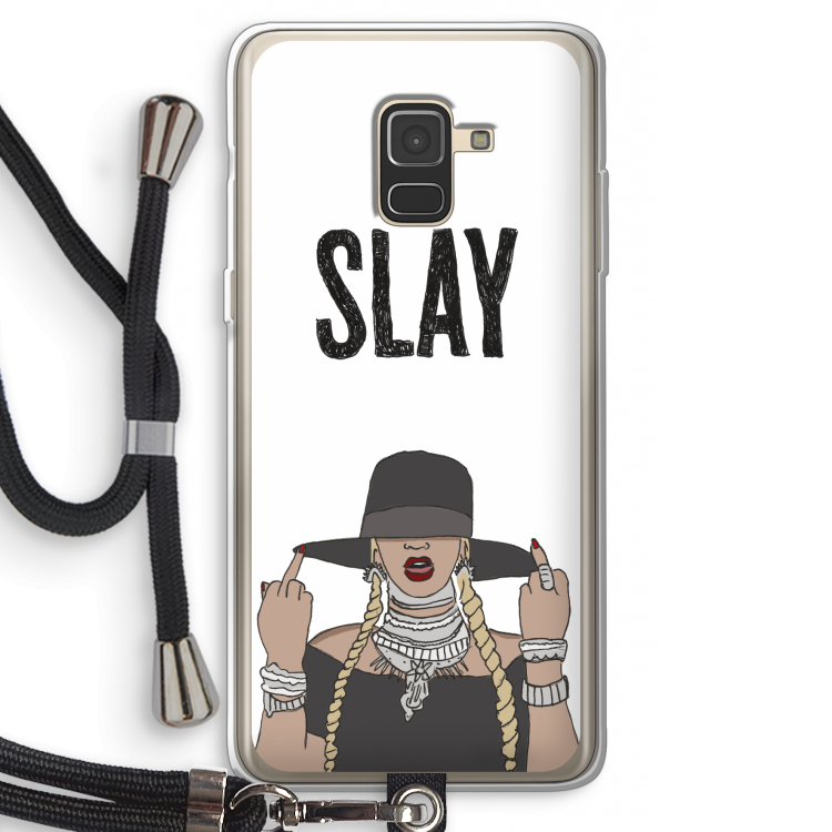 Slay All Day: Samsung Galaxy A8 (2018) Transparant Hoesje met koord