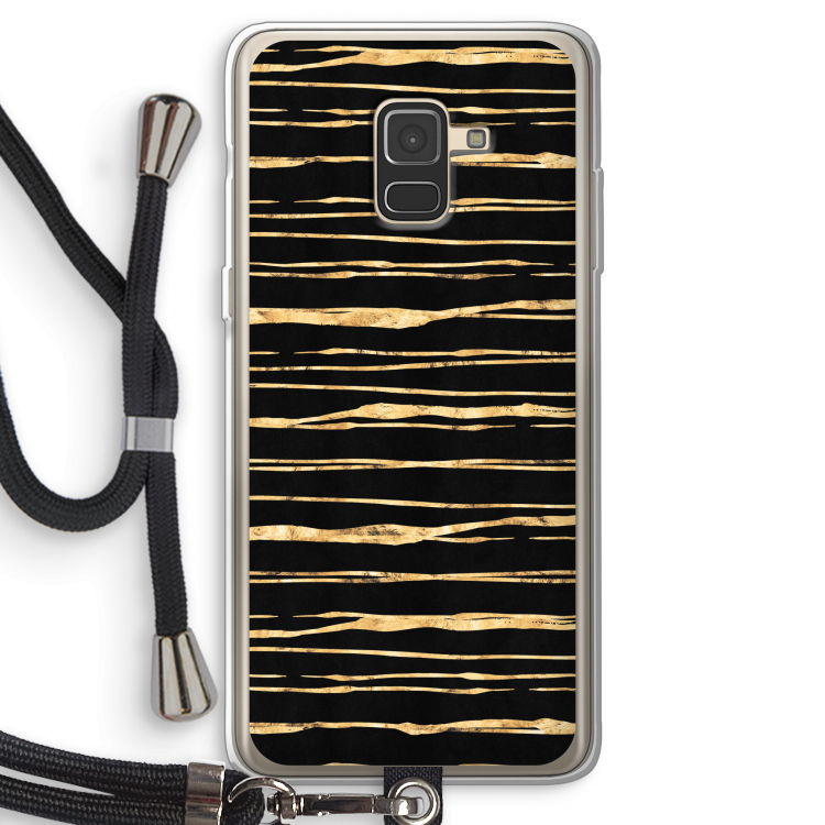 Gouden strepen: Samsung Galaxy A8 (2018) Transparant Hoesje met koord