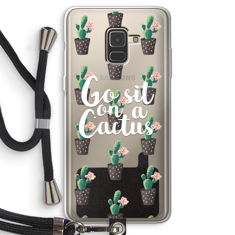 Cactus quote: Samsung Galaxy A8 (2018) Transparant Hoesje met koord