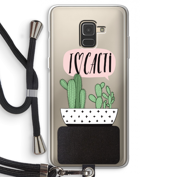 I love cacti: Samsung Galaxy A8 (2018) Transparant Hoesje met koord