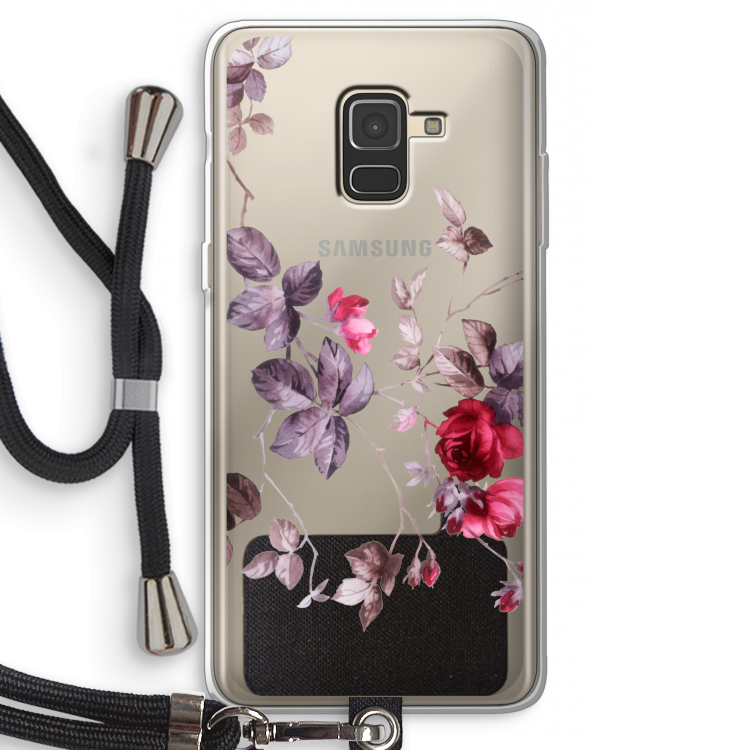 Mooie bloemen: Samsung Galaxy A8 (2018) Transparant Hoesje met koord