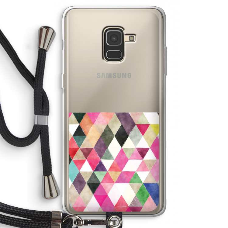 Gekleurde driehoekjes: Samsung Galaxy A8 (2018) Transparant Hoesje met koord