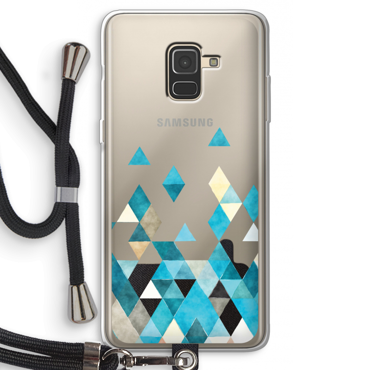 Gekleurde driehoekjes blauw: Samsung Galaxy A8 (2018) Transparant Hoesje met koord