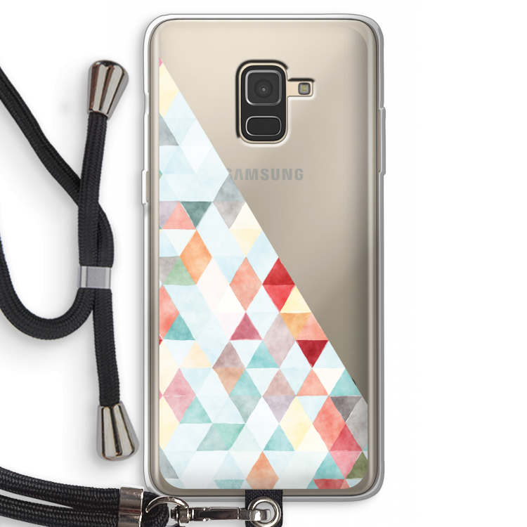 Gekleurde driehoekjes pastel: Samsung Galaxy A8 (2018) Transparant Hoesje met koord